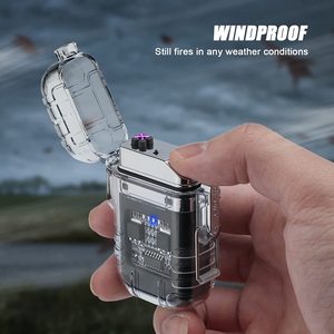 Briquet plasma rechargeable à double arc étanche au vent avec lampe de poche pour l'extérieur, le camping et la cigarette. - Product Image 6