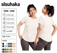 T-shirt de yoga grande taille pour femme, séchage rapide, manches courtes, haut de sport ajusté, tee-shirt de course et de fitness léger pour l'été