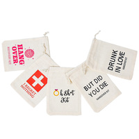 Sacs en coton personnalisés avec cordon de serrage, sac pour kit de récupération après une gueule de bois, pochette en coton et lin 10x15cm, imprimé par transfert thermique pour cadeau de fête