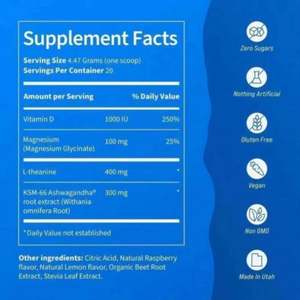 Poudre de magnésium Super Calm 2025, très demandée, pour boisson, en sachet, granulés électrolytiques mélangés, glycinate de magnésium en poudre - Product Image 6