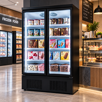Réfrigérateur-congélateur vertical commercial pour supermarché, 2 ou 3 portes, pour la présentation de glaces, fourni directement par l'usine