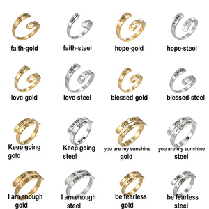 Anillo ajustable de acero inoxidable G1890, joyería grabada, Inspire abierto - Product Image 2