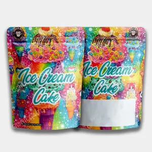 Small Ice Cream Gummy Plastic Packaging Edible Candy Cookie Biscuit Gelato 3.5g Resealable Smell Proof Mylar Bag