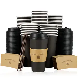 Precio de fábrica al por mayor tamaño personalizado color bebida taza de papel con tapas desechables tazas de papel de café caliente para la fiesta