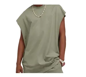 YKH 305GSM Custom Logo Printed Blank 100% Cotton Custom Summer Sleeveless Vest For Men Or Women T-Shirt