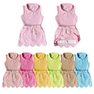 Set di <span class=keywords><strong>Abbigliamento</strong></span> per Ragazze Ruidian all'Ingrosso, in Cotone Lavorato a Maglia, Senza Maniche, con Colletto e Bottoni, Gonna con Volant e Pantaloncini Integrati per Adolescenti - Product Image 1