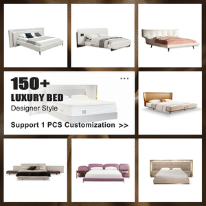 Cama tapizada en crema de felpa | Cama Sherpa de lujo neutral para un dormitorio acogedor - Product Image 5