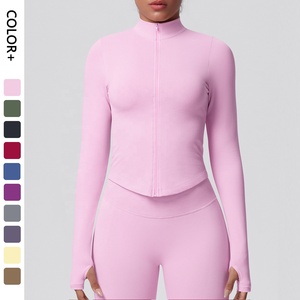 Vêtements de Pilates classiques pour femmes, haut de sport à manches longues, corset de sport, sweat-shirt à fermeture éclair, vestes de yoga pour femmes, salle de sport - Product Image 1