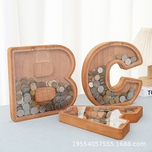 Tirelire en bois, tirelire pour enfants, boîte de rangement pour pièces de monnaie en forme d'animal, tirelire personnalisable. - Product Image 4