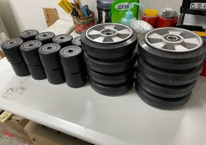 Roulettes à roulement à billes en nylon de 200 mm <span class=keywords><strong>pour</strong></span> manutention manuelle, roues hydrauliques silencieuses en caoutchouc <span class=keywords><strong>pour</strong></span> machine à laver le sol, pivotantes et fixes en acier de 74*55 mm - Product Image 4