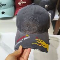 Casquette de baseball Mygrlun brodée flamme, effet vieilli, unisexe, bordeaux, style vintage, snapback, streetwear, hip-hop, ajustable, nouvelle collection