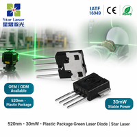 Diode laser verte scellée en plastique SHARP GH15230Q8C 520nm 30mW pour module de pointeur laser de présentation et d'enseignement