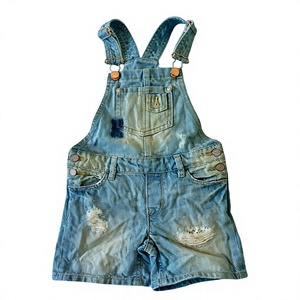 Combinaison en jean pour femme, col montant, sans manches, dos nu, taille haute, coupe ajustée, double boutonnage, avec découpes, délavée - Product Image 6