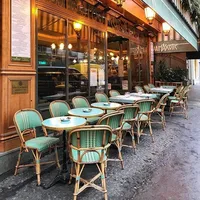 Винтажная алюминиевая мебель для кафе во французском стиле, стул для ресторана и бистро из ротанга
