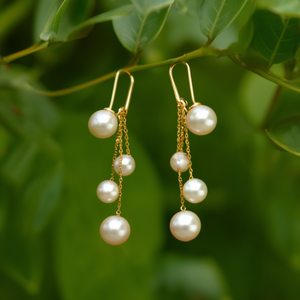 Pendientes de Moda con Cadena de Perlas y Baño de Oro PVD en Acero Inoxidable 316L, Joyería para Mujer - Product Image 3