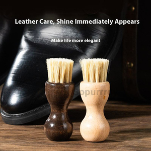 Custom Logo Sisal Handheld Wood Handle Shoe <strong>Brush</strong> Footwear Polish <strong>Paste</strong> <strong>Brush</strong> Shoe Shine Applicator Cleaning Polishing <strong>Brush</strong> - Product Image 5