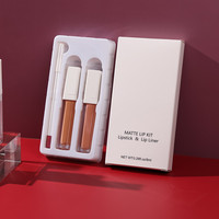 Maquillage 3 en 1 brillant à lèvres transparent Vente en gros Vegan personnalisé Marque privée Nude 2pcs Matte Liquid Lipstick and Lip Liner Set