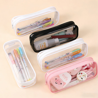 Pochette zippée imperméable grande capacité, trousse à crayons Kawaii pour enfants, sac de rangement en PVC pour fournitures scolaires, trousse à crayons personnalisée pour garçons