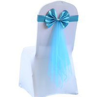 Polyester chaise ceintures cravate gaze Satin ruban arc couverture plaine teint Banquet pays événement décoration fournitures fête de mariage pas cher