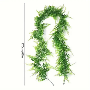 Plante artificielle de fougère en guirlande, 100cm-200cm, en plastique, pour décoration de plafond de mariage et décoration murale intérieure - Product Image 4