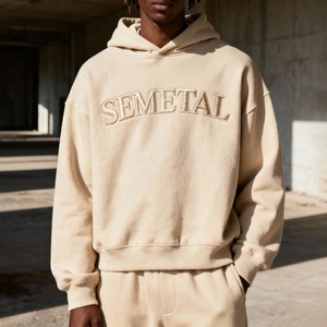 เสื้อฮู้ดดี้ทรงหลวมแบบดรอปโชว์เดอร์ ปักลายอย่างดี ผ้าคอตตอนคุณภาพสูง 400 กรัม ทรงบ็อกซี่ สำหรับผู้ชาย - Product Image 3