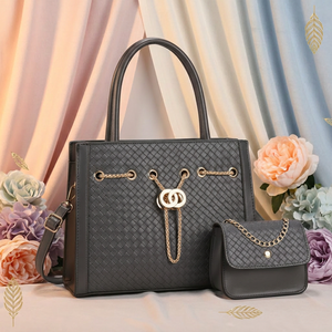 Nouvel ensemble de sacs à main simples pour femmes en <span class=keywords><strong>cuir</strong></span> PU imperméable 2025 – 2 pièces, grande capacité, avec fermeture éclair, <span class=keywords><strong>sac</strong></span> messager en polyester à chaîne - Product Image 2