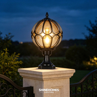 Lampe de pilier extérieure vintage, IP54, étanche, en aluminium moulé sous pression, verre ambré, LED, pour villa, jardin, parc, éclairage paysager