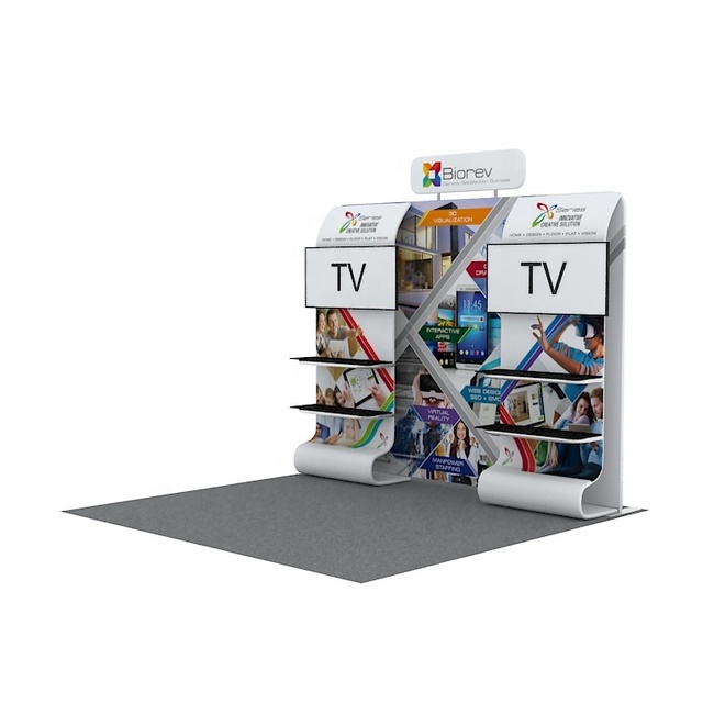 10x10ft Aluminum Modular Tension Fabric Trade Show Display Portable Pop up Booth Dye Sublimation Custom Print
