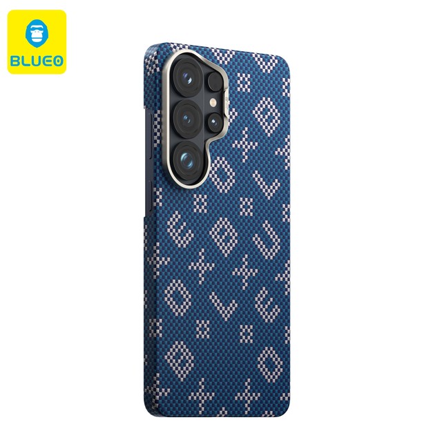 BLUEO Monogram Aramid Fiber Armor Ultra Slim Magnetic Mobile Phone Case for S26 Ultra Waterproof Shock-Proof Drop Resistant