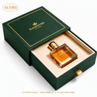 Boîte à tiroir rigide de luxe personnalisée avec estampage à chaud doré et insert en velours pour emballage cadeau de parfum et de bijoux
