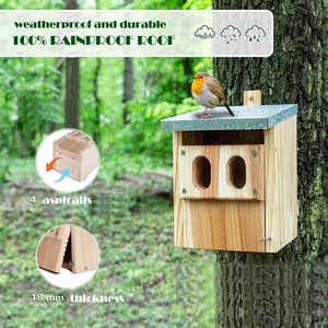 Eco-Friendly <strong>Wooden</strong> <strong>Bird</strong> House with Solid Pattern Metal Roof Nesting Box for Robin Pet <strong>Cage</strong> <strong>Style</strong> for Living <strong>Birds</strong> - Product Image 6