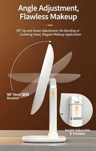 Round LED <b>Makeup</b> Mirror Touch Control LCD Display Rechargeable <b>Vanity</b> Mirror Adjustable Light for Travel Household Hotel - Product Image 2