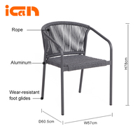 Fauteuil de jardin en corde tressée grise de haute qualité, chaises de salle à manger d'extérieur, mobilier de jardin
