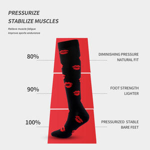 Calcetines de compresión para mujer, calcetines informales de nailon de clase 1 con estampado de labios, talla juvenil - Product Image 2