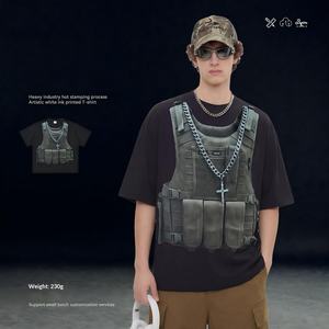 OEM ODM ストリートウェア オーバーサイズ メンズ Tシャツ ヒップホップ ベスト グラフィックTシャツ ホットフィックス ラインストーンと3Dホワイトインク デジタルダイレクトプリント - Product Image 2