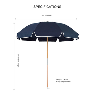 7,5 FT schwere Holzstange Sea Beach Regenschirm wind dicht UV 50 gelb rot grün schwarz Streifen Markt Terrasse Sonnenschirm Sonnenschirm - Product Image 3