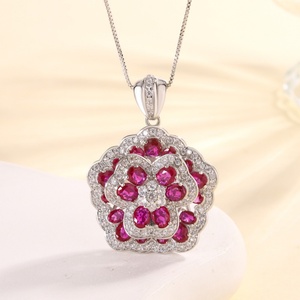Wholesale Eco-friendly Copper Micro Pave Red Zircon Rose Flower Petal Vintage Fashion Jewelry <b>Set</b> for Women - Product Image 4