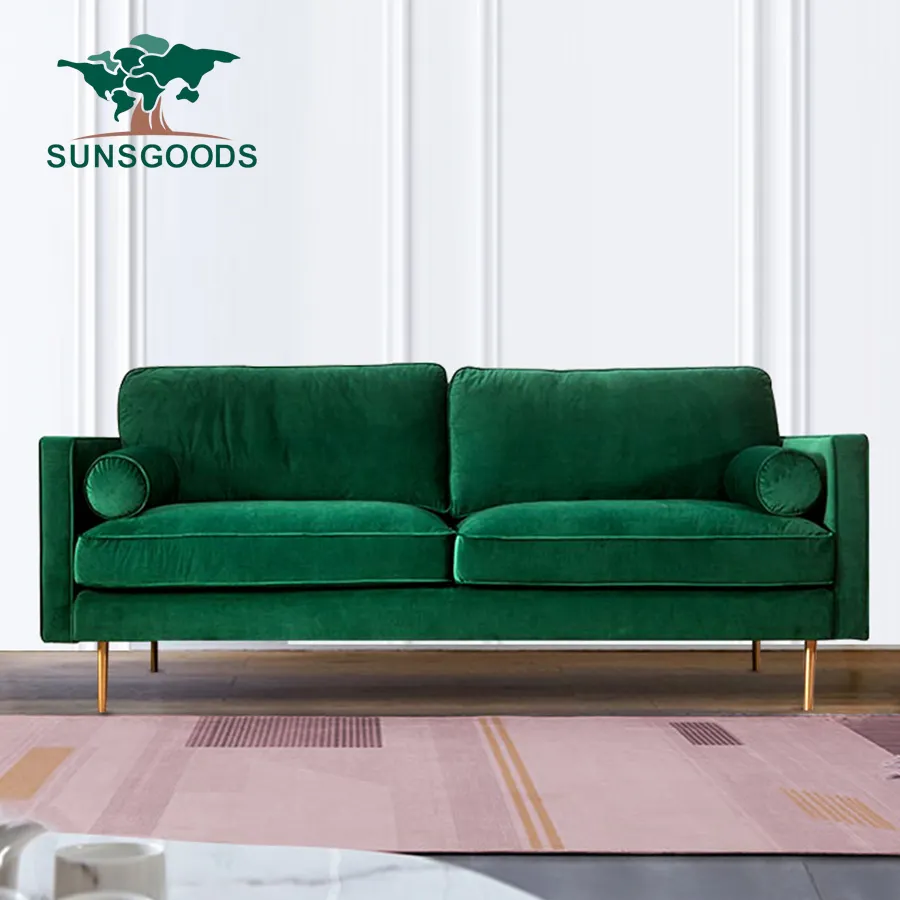 Produsen Pabrik Harga Grosir Furnitur Ruang Tamu Modern Sofa Kain Set Sofa Beludru Bersekat