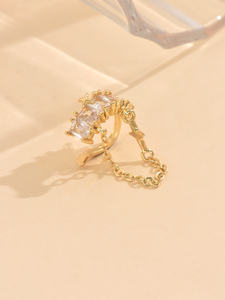 2025 mode populaire européen américain mariage diamant boucles d'oreilles ensemble Clip sur Non percé pour les femmes cadeau de mariée - Product Image 4