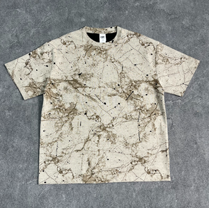 T-shirt <span class=keywords><strong>Homme</strong></span> Oversize YKH 200GSM de Haute Qualité avec Imprimé Dégradé Effet Brûlé et Motif Wintersweet Flou - Product Image 4