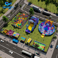 Parc à thème gonflable personnalisé, grande structure de jeux gonflable, équipement de terrain de jeux commercial, parc à thème gonflable extérieur pour enfants
