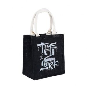 Manufacture 2024 Custom Printed Reusable Natural Eco-Friendly Burlap Jute <b>Medium</b> <b>Size</b> Girl Women Shopping Tote <b>Bag</b> Custom Logo - Product Image 3