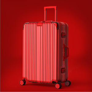 Red <b>Suitcase</b> 28 Inch Trolley Case With Combination <b>Lock</b> Durable Spinner Wheels For Leisure Travel Unisex Solid Color - Product Image 2