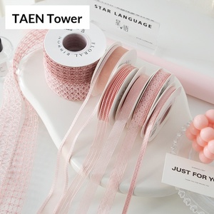 Ruban en satin haut de gamme de la série rose, pour emballage cadeau, impression personnalisée, décorations de gâteaux aux fleurs fraîches, Saint-Valentin - Product Image 3