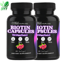 Gélules Molles de Biotine 60 unités à Marque Blanche avec Complexe d'Huile de Coco – Complément Beauté pour Cheveux