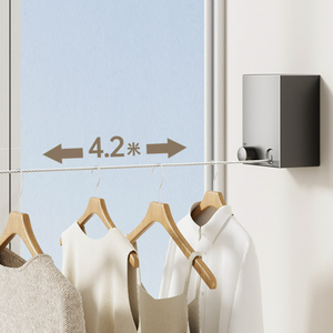 ABS Wall Mounted No Punching Retractable Clothesline Balcony Automatic Telescopic Balcony Steel <strong>Wire</strong> Rope Rack - Product Image 6