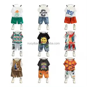 New Kids Wear Set Short Sleeve Cartoon Polo Shirt Denim Shorts 2Pcs Baby Suits School Clothing Summer Clothes For Boys