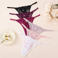 String sexy en dentelle florale respirante en nylon et coton, transparent, taille basse, sans couture, pour femme, transfrontalier Europe-Amérique