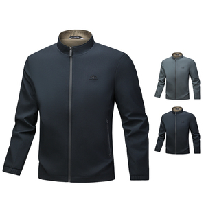 Nouvelle veste à col pour homme, décontractée, de couleur unie, avec fermeture éclair, cardigan, veste de sport pour la course à pied, confortable et respirante - Product Image 1