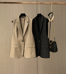 Chaleco Casual con Cuello de Traje para Mujer, Prenda Exterior sin Mangas con Clip, Top de Moda - Product Image 1